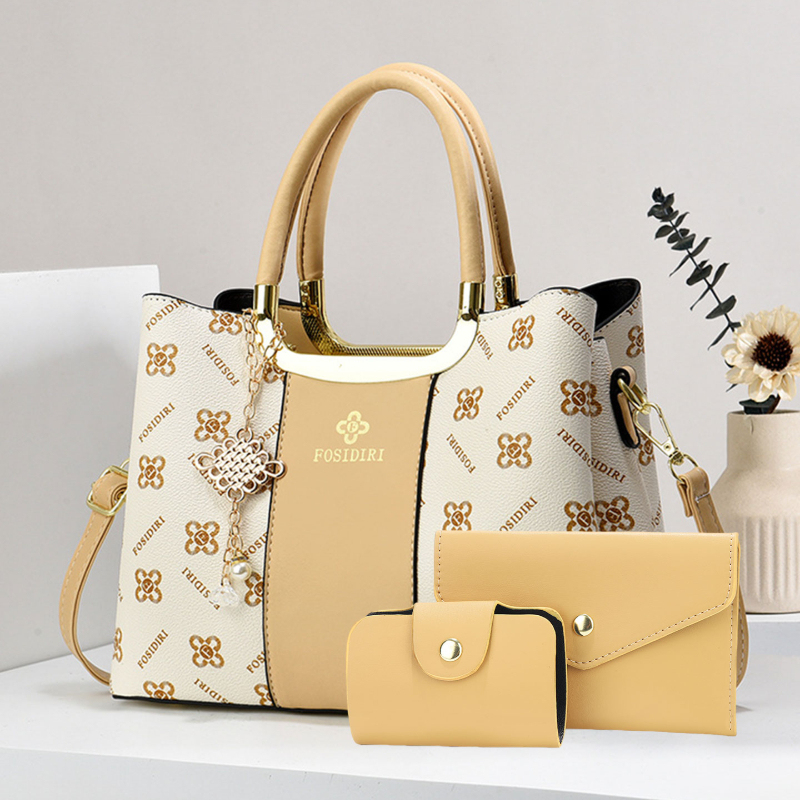 Luxury Bags Casual - กระเป๋าถือพิมพ์ลายหรูหราสำหรับผู้หญิง ชุดกระเป๋า 3 ชิ้น กระเป๋าอเนกประสงค์สำหรับเดินทางและพักผ่อนประจำวัน