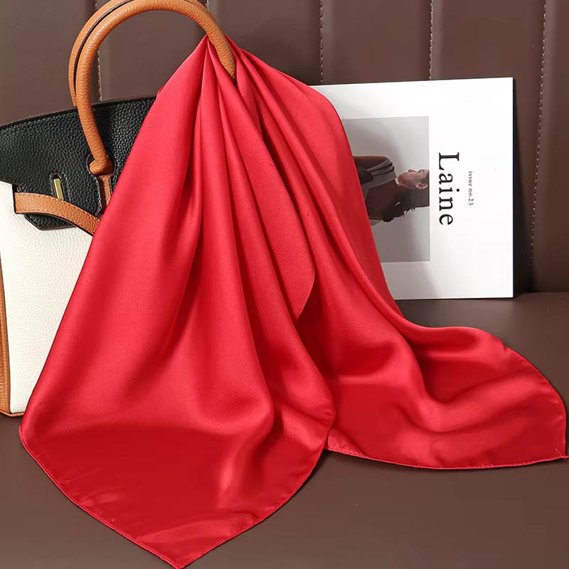 Luxury Bags China - ผ้าพันคอไหมสีพื้นหรูหรา ผ้าซาตินเนื้อนุ่มสำหรับผู้หญิง ใช้เป็นที่คาดผม ผ้าคลุมไหล่ ผ้าคลุมศีรษะ ผ้าพันคอสำหรับใส่ทำงาน