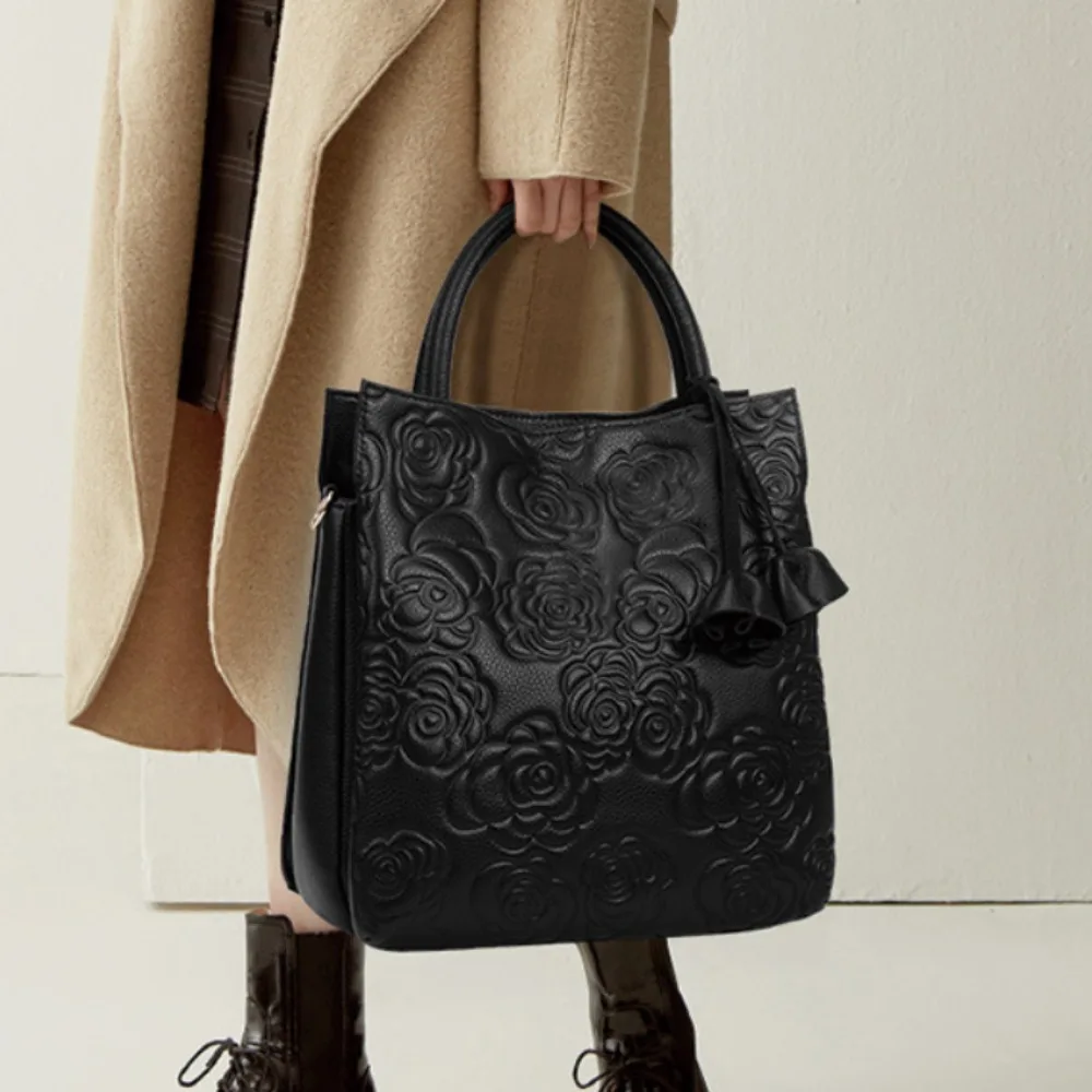 Luxury Bags Vegan - กระเป๋าถือลายดอกไม้ขนาดใหญ่สไตล์เรโทรหรูหราสำหรับผู้หญิง กระเป๋าถือหนังวีแกนแฟชั่น กระเป๋าสตางค์ผู้หญิง