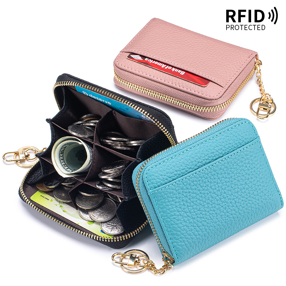 Luxury Bags Made In China - กระเป๋าใส่บัตรเครดิตหนังแท้สุดหรู พกพาสะดวก ป้องกัน RFID กระเป๋าใส่บัตรผู้หญิง มีช่องซิป